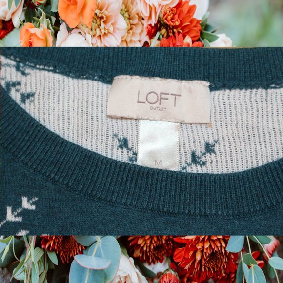 LOFT lightweight teal & white Snowflake sweater – size Medium - Picture 3 of 3